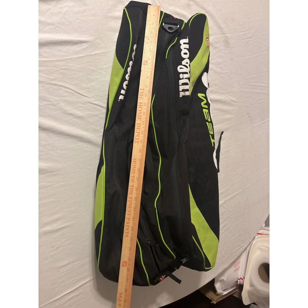 Wilson Team Tennis Racket Bag Unisex OS Black Lime Green  Backpack Strap